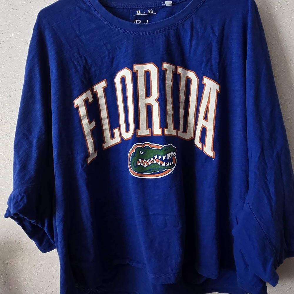 Pressbox Blue Florida Cropped Short Sleeve Tee
